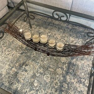 Rustic Brown Woven Candle Holder Accent